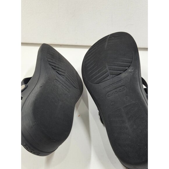 Crocs Sanrah Matte Silver Circle Slide Flip Flop Sandal Black Women's Size 9 - Picture 6 of 7